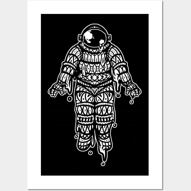 Astronaut Drippy Tribal Wall Art by Barabarbar artwork